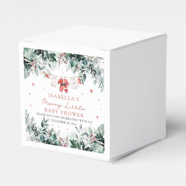 Christmas Baby Clothes Merry Little Baby Shower Favour Box (Front Side)
