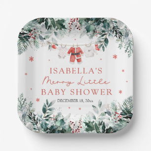 Christmas Baby Clothes Merry Little Baby Shower Paper Plate