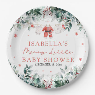 Christmas Baby Clothes Merry Little Baby Shower Paper Plate