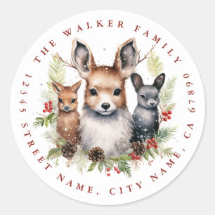 Christmas Baby Deer Round Stickers