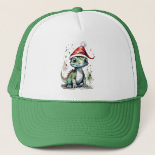 Christmas Baby Dinosaur in Santa Hat
