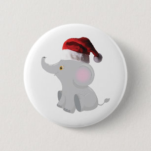 Christmas Baby Elephant 6 Cm Round Badge
