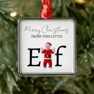 Christmas Baby Elf First Christmas Metal Ornament
