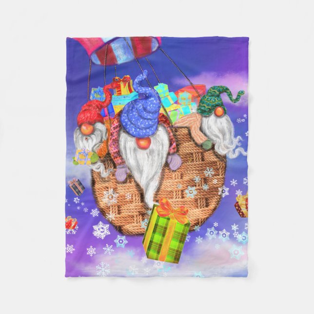 Christmas Baby Fleece Blanket Gnomes Gives Gifts (Front)