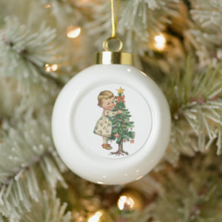 Christmas Baby Girl Ceramic Ball Christmas Ornament