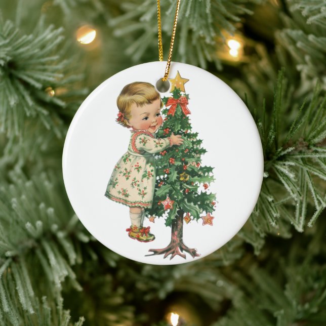 Christmas Baby Girl Ceramic Ornament (Tree)