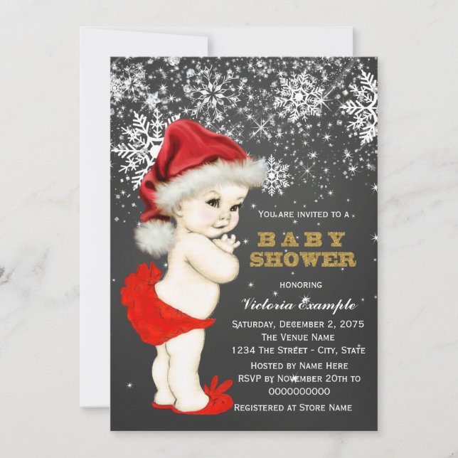 Christmas Baby Girl Shower Invitation (Front)