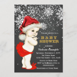 Christmas Baby Girl Shower Invitation