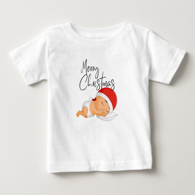 Christmas baby girl sleeping baby T-Shirt (Front)