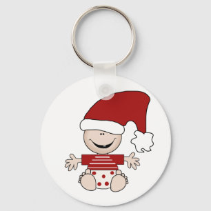 Christmas Baby in Stocking Cap Tshirts and Gifts Key Ring