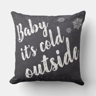 Christmas, Baby it's cold outside, snowflakes Cushion