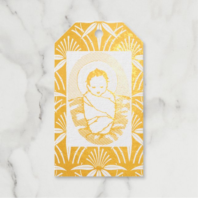 CHRISTMAS BABY JESUS GOLD Foil Gift Tag (Front)