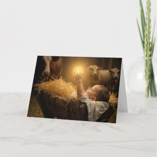 Christmas Baby Jesus In a Manger Card