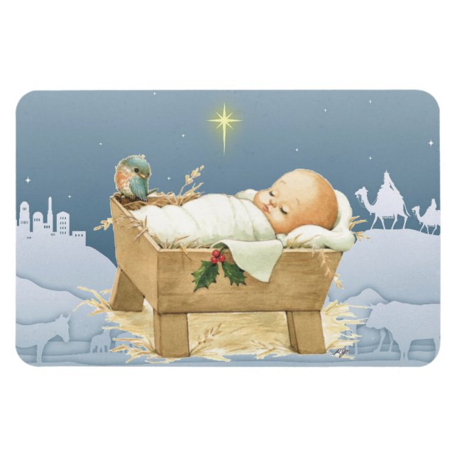 Christmas Baby Jesus  Nativity 4 x 6  Magnet (Horizontal)
