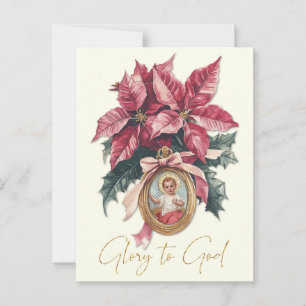 Christmas Baby Jesus Red Poinsettias Postcard