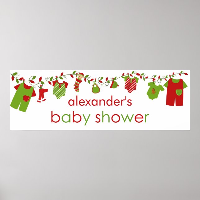 Christmas Baby Laundry Boy Baby Shower Banner Poster (Front)