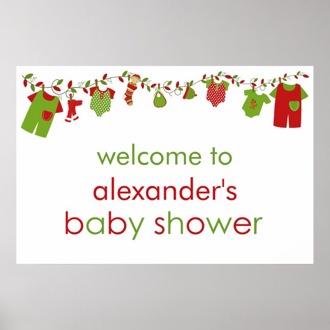 Christmas Baby Laundry Boy Baby Shower Poster (Front)
