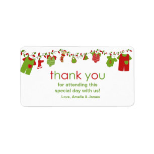Christmas Baby Laundry Boy Thank You Label