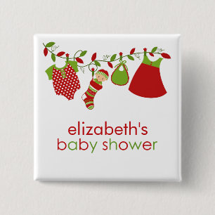 Christmas Baby Laundry Girl Baby Shower Button