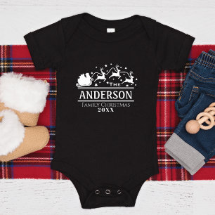 Christmas Baby Matching Personalised Family Name Bodysuit