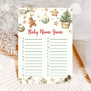 Christmas Baby Name Baby Shower Game Card