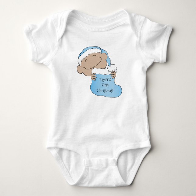 Christmas Baby of Colour Blue Cap Bodysuit (Front)