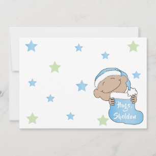 Christmas Baby of Colour Blue Hat Invitation