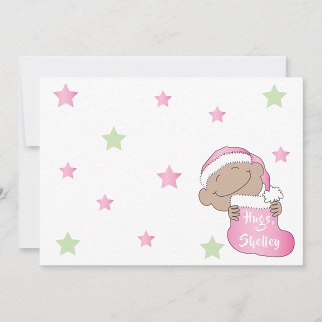Christmas Baby of Colour Pink Cap Invitation (Front)