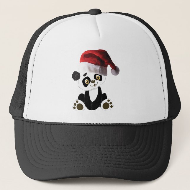 christmas baby panda bear trucker hat (Front)
