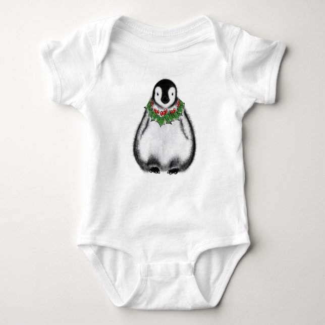 Christmas baby penquin baby bodysuit (Front)