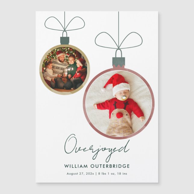 Christmas Baby Photo Birth Announcement Magnet (Front)