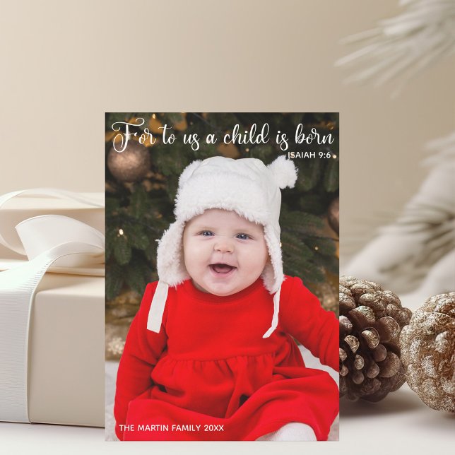 Christmas Baby Photo Religious Birth Announcement (Creator Uploaded)