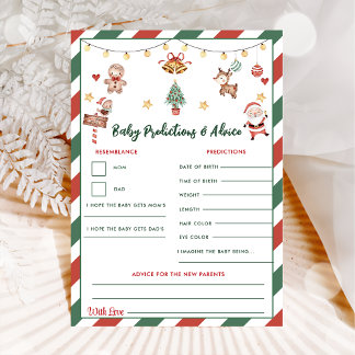 Christmas Baby Predictions & Advice Game Card