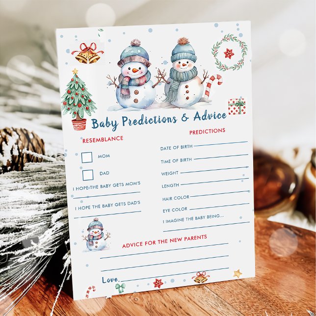 Christmas Baby Predictions & Advice Game Card (Creator Uploaded)