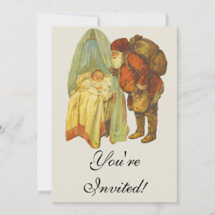 Christmas Baby Santa Clause Vintage Invitation