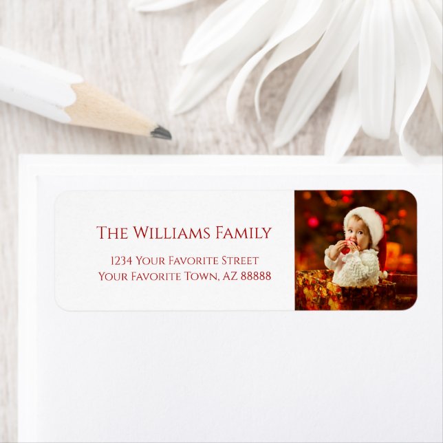 Christmas Baby Santa Hat Photo Return Address Label (Insitu)