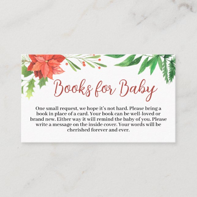 Christmas Baby Shower Books for Baby Business Card (Front)