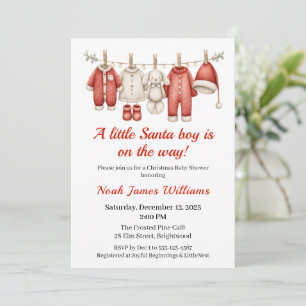 Christmas Baby Shower Boy   Santa Baby Invitation