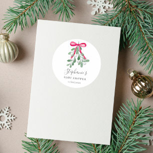 Christmas Baby Shower Classic Round Sticker