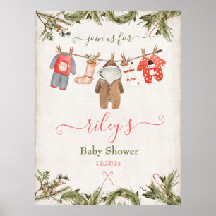 Christmas Baby Shower Clothesline Poster