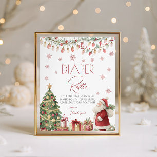 Christmas Baby Shower Diaper Raffle Sign