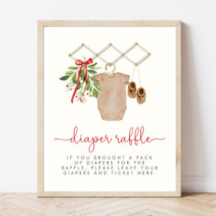 Christmas Baby Shower Diaper Raffle Sign
