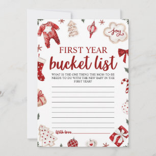 Christmas Baby Shower First Year Bucket List Game Invitation