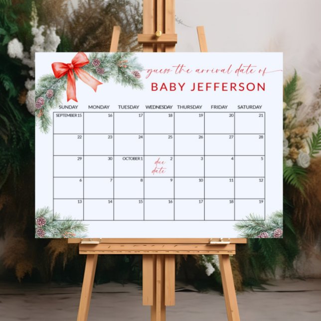 Christmas Baby Shower Guess Due Date Calendar Poster (Creator Uploaded)