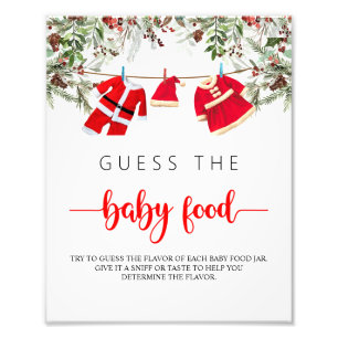 Christmas Baby Shower Guess the Baby Food Sign