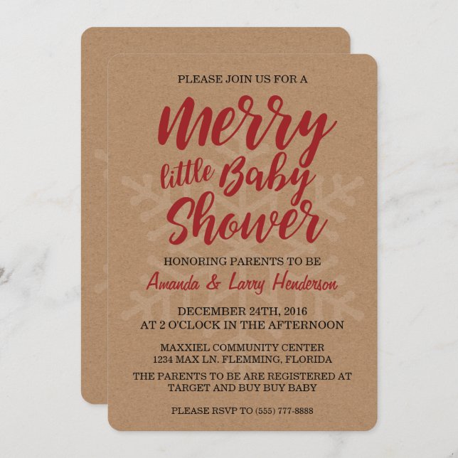 Christmas Baby Shower Invitation (Front/Back)