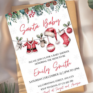Christmas Baby Shower Invitation Set Template Sant
