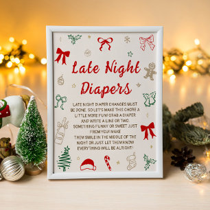 Christmas Baby Shower Late Night Diapers Poster
