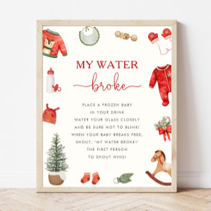 Christmas Baby Shower My Water Broke Game Sign