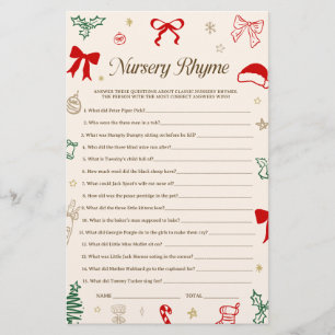 Christmas Baby Shower Nursery Rhyme Quiz Baby Game
